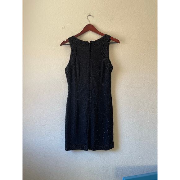 Vintage 80s‎ mini 100% silk beaded sequin mini dress petite medium - Picture 3 of 6